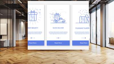 Vector Illustration of onboarding app screens and flat line web icons for e-commerce mobile apps . Modern interface UX, UI GUI screen template for mobile smart phone. Concept delivery service. Wall mural