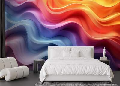 Abstract illustration with flowing waves and a mix of colors, enhancing visual appeal with its artistic pattern and textured design elements. Wall mural