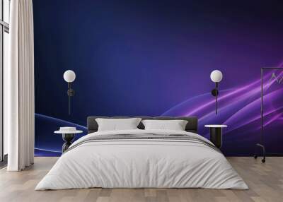 sound wave curves, technological elegance dark blue purple background Wall mural