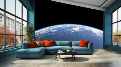 Earth view from space or spacestation in low orbit with clouds and atmosphere, 3D Rendering Wall mural