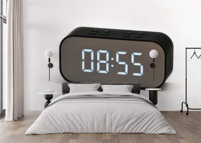 Electronic clock with digital indication of time and date on a white background Wall mural