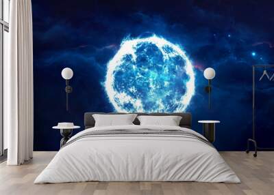 Abstract 3d rendering illustration of a blue supernova artwork Wall mural