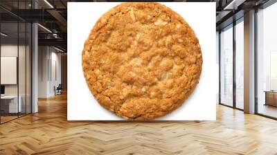 Crunchy oat and wholemeal biscuit isolated on white. Top view. Wall mural