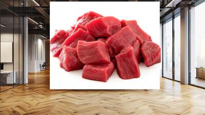 Pile of beef cubes isolated on white. Wall mural