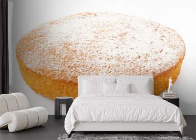 Whole lemon sponge cake with icing sugar topping isolated on white. Wall mural