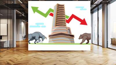 bombay stock exchange with bull and bear market concept vector Wall mural