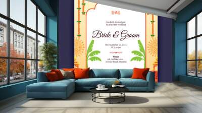 hindu indian wedding card design, wedding invitation template Wall mural