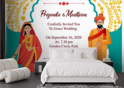 indian hindu wedding card invitation design template vector Wall mural