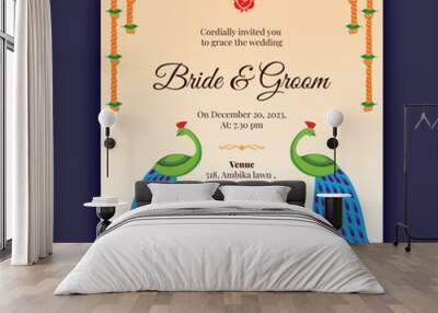 indian wedding card design, invitation template Wall mural