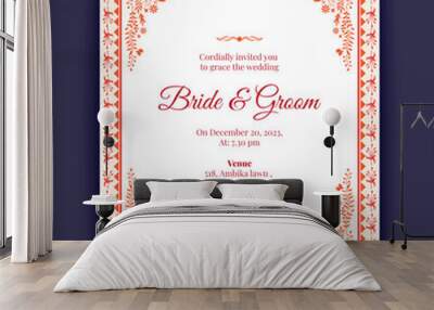 royal indian wedding card design, invitation template Wall mural