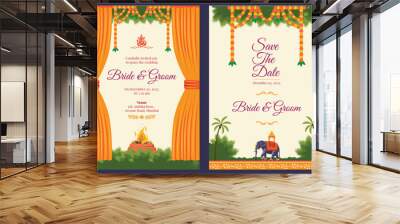 Royal indian wedding card design, invitation template Wall mural