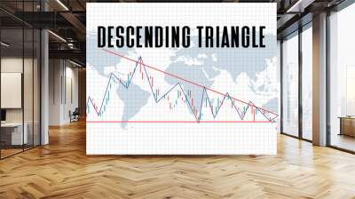 abstract background of descending triangle stock market on white background Wall mural