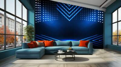 abstract futuristic background of empty stage arena stadium spotlgiht stage background Wall mural