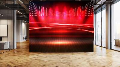 abstract futuristic background of red empty stage arena stadium spotlgiht stage background Wall mural