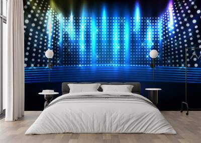 Abstract futuristic blue background of glowing stage with beautiful spotlight ray Wall mural