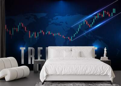 abstract futuristic technology background of trendline, speedline, channel trend stock market Wall mural