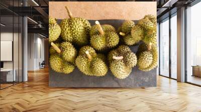 close up of pile fresh durian ready for harvest Wall mural