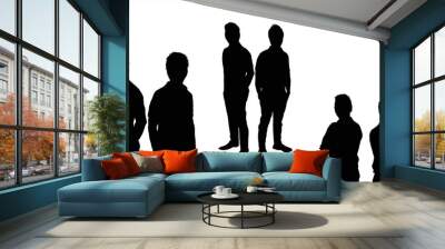 silhouette black white duo group man acting gesturing pose Wall mural