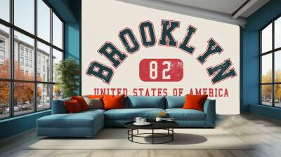 Brooklyn north Carolina slogan print state Vintage retro varsity   with college emblem for graphic tee t shirt or sweatshirt Wall mural