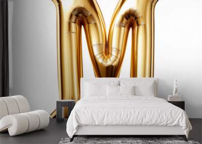 M in shiny gold foil balloon style on white background Wall mural