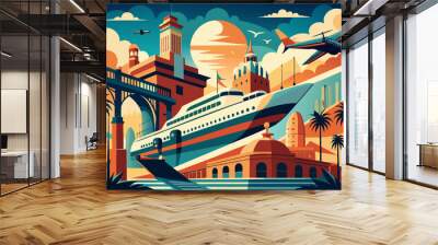 vector illustration of travel agency travel tour concept background  Wall mural