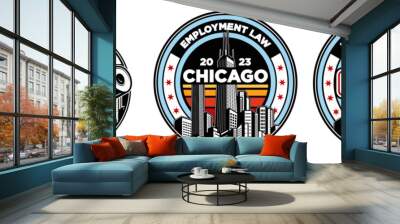 chicago cityscape illustration 2023 Wall mural