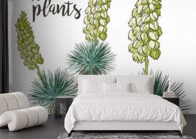 Vector Tropical palms, plants, leaf, foliage, monstera Wall mural