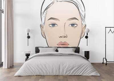 Vector woman face. Young beautiful girl with healthy skin. Wall mural