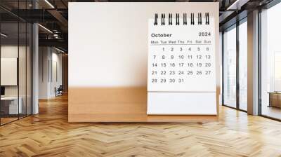 2024 calendar - October month page on the wooden desk Wall mural