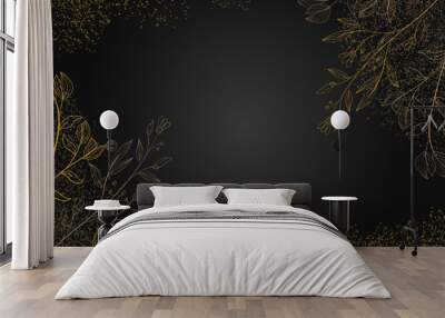 luxury black and gold floral line background Wall mural