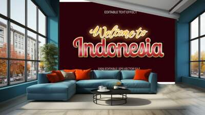 welcome Indonesia red white and gold text effect Wall mural