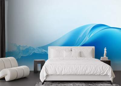 Abstract blue wave background. Stylized water flow banner - Generative AI Wall mural