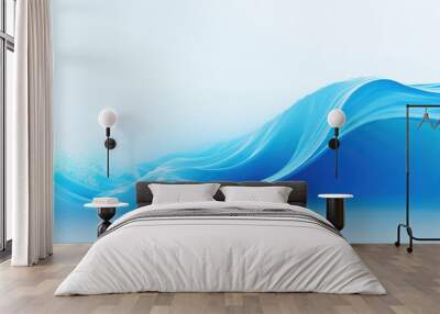 Abstract blue wave background. Stylized water flow banner - Generative AI Wall mural