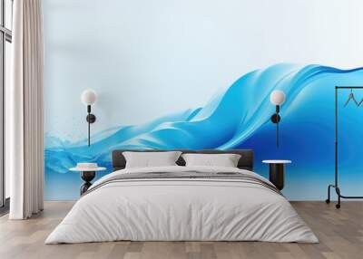 Abstract blue wave background. Stylized water flow banner - Generative AI Wall mural