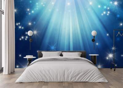 abstract shiny blue festive background Wall mural