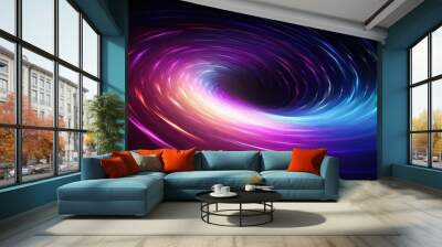 Colorful vortex energy, cosmic spiral waves, multicolor swirls explosion. Abstract futuristic digital background. Wall mural