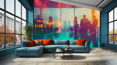 Corporate people talking with client, working together in conference room in office, sharing idea and planning the business strategy of their company, teamwork and brainstorming abstract concept Wall mural