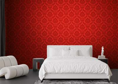 Red damask pattern background Wall mural