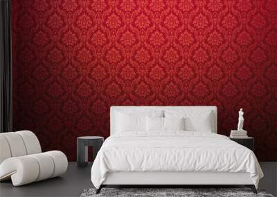 Red damask pattern background Wall mural