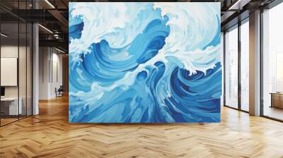 Sea wave abstract banner. Water swirl blue background - Generative AI illustration Wall mural