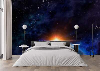 sunrise over earth in outer space Wall mural