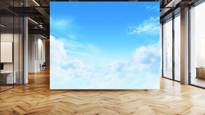 White clouds in a sunny blue sky, peaceful spring ambiance background, heavenly cloudscape Wall mural