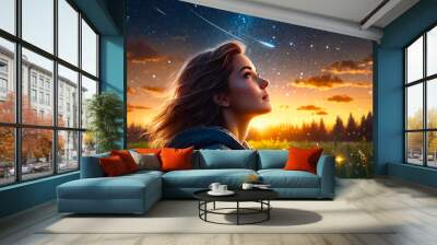 girl at night Wall mural