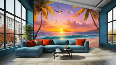 tree on the beach Wall mural