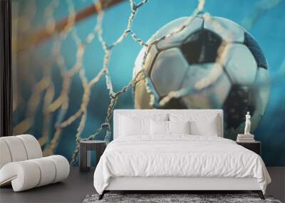 A Soccer Ball in Net Wall mural