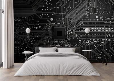 Circuit board. Motherboard digital chip. Tech science background.Created with Generative AI technology. Wall mural