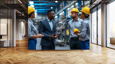 group of professionals in a discussion at an industrial facility Wall mural