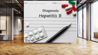 Hepatitis B on the diagnosis list, medical concept Wall mural