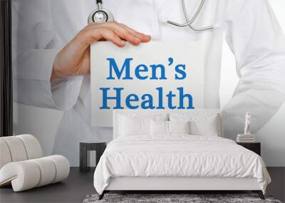 Men's Health card in hands of Medical Doctor Wall mural