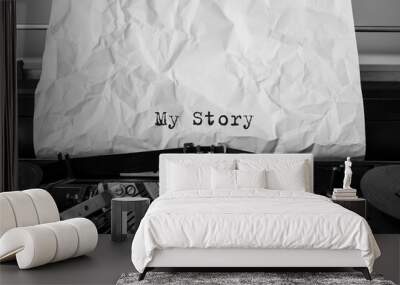 Text My Story typed on retro typewriter Wall mural